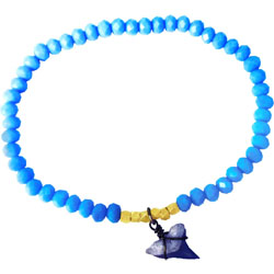 Shark Lovers' Bracelet with Shark Tooth Charm on Baby Blue Crystal