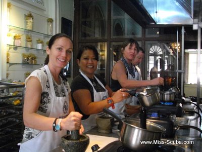 I booked a gourmet Thai cooking class at the Blue Elephant for our group. Our funny and charming chef demonstrated and explained step by step the Thai dishes we prepared. Each student had their own space and wok to prepare the five course meal we ate afterwards in the restaurant.
