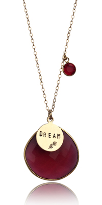 DREAM Gold Filled Necklace with Red Crystal for Vitality