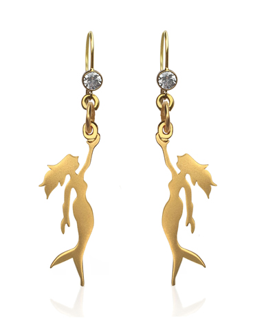 miss scuba gold mermaid earring