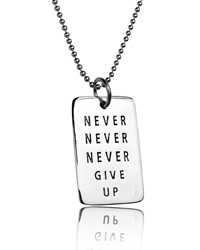 Inspirational "Never Give Up" Dogtag Necklace