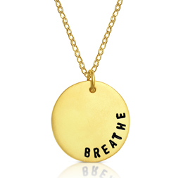 Yoga Inspired Motivational BREATHE Gold Filled Necklace