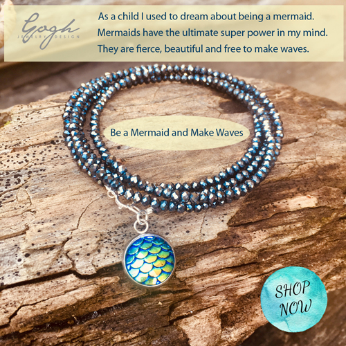 Be a Mermaid and Make Waves - Ocean Lovers Wrap Bracelet with Fish Scale Druzy Cabochon